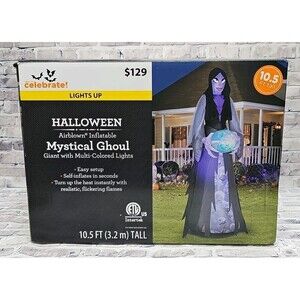 10.5' Tall Halloween Inflatable Yard Decoration Ghoul Self-Inflating Lights Up